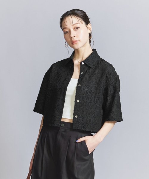 BEAUTY&YOUTH UNITED ARROWS(ビューティーアンドユース　ユナイテッドアローズ)/カットジャカード ショートスリーブシャツ/BLACK