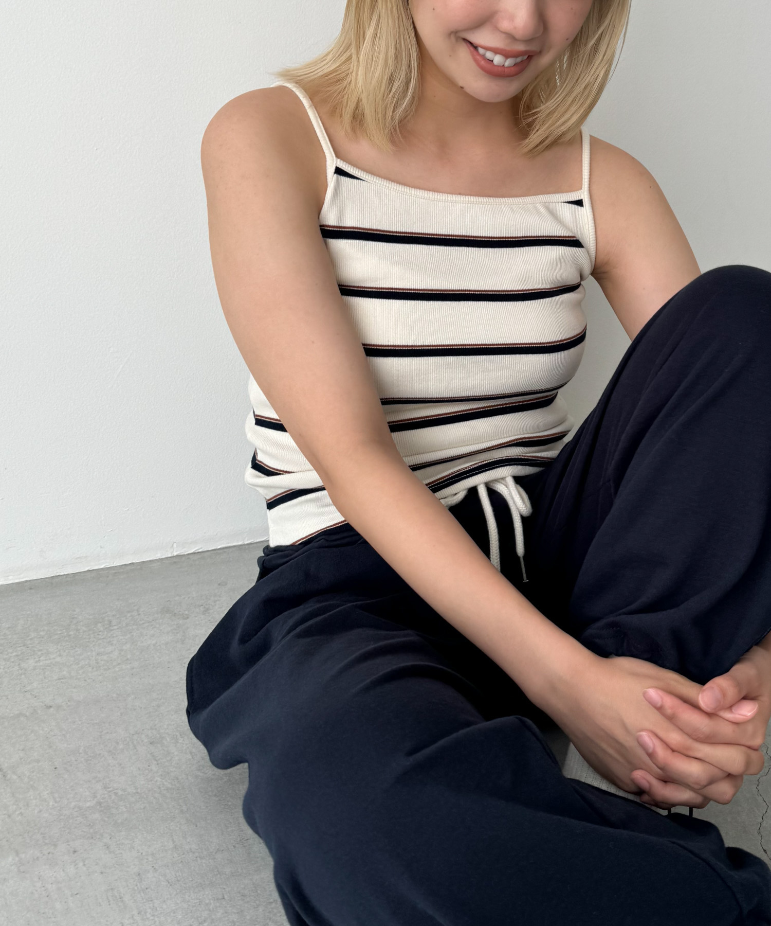 セール】El mar(エルマール) ボーダーリブキャミソール(506048285  