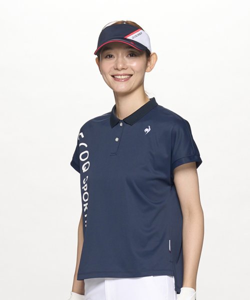 le coq sportif GOLF (ルコックスポルティフ（ゴルフ）)/【ワイドフィット】ちび襟半袖シャツ/ネイビー