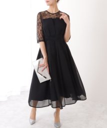 Lace Ladies/レース レイヤード 5分袖 タック フレア ワンピース/506033029