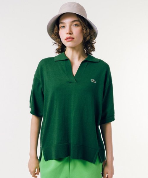 LACOSTE(ラコステ)/オーバーサイズ スキッパーニットポロシャツ/グリーン