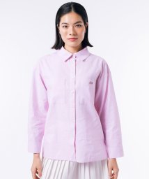 LACOSTE(ラコステ)/リネンコットン オーバーサイズ サイドスリット 長袖シャツ/ピンク