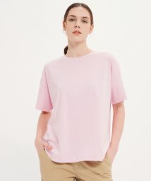 AIGLE(エーグル)/UVカット オーガニックコットン ドロップショルダー クルーネック半袖Tシャツ/ピンク