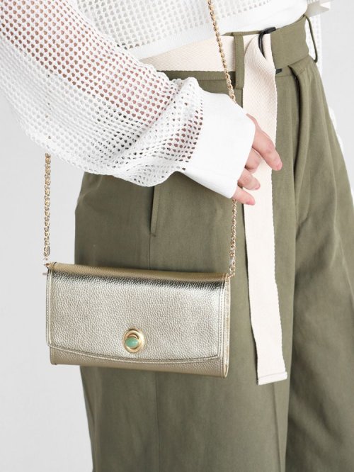 HASHIBAMI×PECHINCHAR　レザーチェーンストラップ天然石ウォレット 