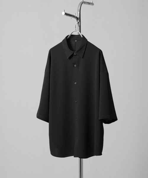 ZIP FIVE(ジップファイブ)/梨地トロミオーバーサイズレギュラーカラーシャツ/ブラック