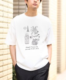 a.v.v (MEN)(アー・ヴェ・ヴェメンズ)/【ucaU×a.v.vコラボ】フロントプリントワイドシルエットTシャツ/ホワイト