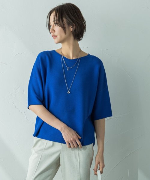 【新色追加】ホールガーメント5分袖ニットプルオーバー≪手洗い可能≫ 