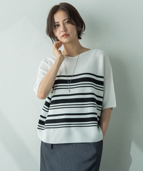 【新色追加】ホールガーメント5分袖ニットプルオーバー≪手洗い可能≫ 