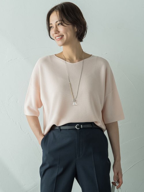 【新色追加】ホールガーメント5分袖ニットプルオーバー≪手洗い可能≫ 