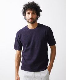 MICHEL KLEIN HOMME(ミッシェルクランオム)/ボーダー柄半袖ニットカットソー/ネイビー（57）