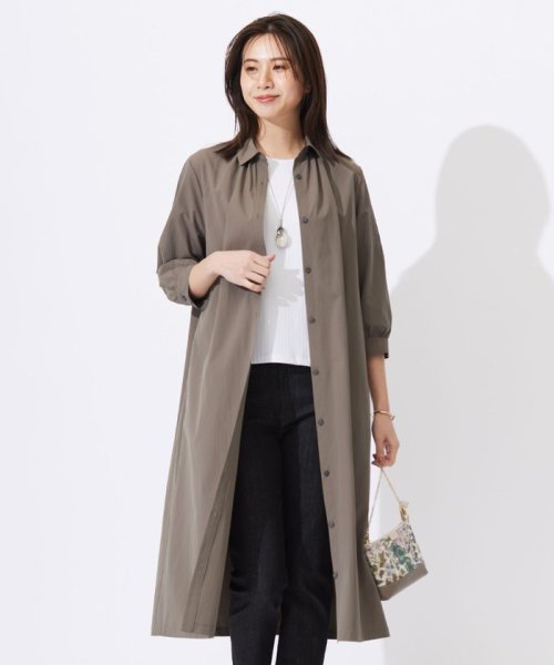 J.PRESS LADIES（LARGE SIZE）(J．プレス　レディス（大きいサイズ）)/【洗える】RENUソフトタイプライター シャツ ワンピース/モカ系