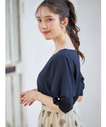 tocco closet(トッコクローゼット)/リネンライク袖タックブラウス/NAVY