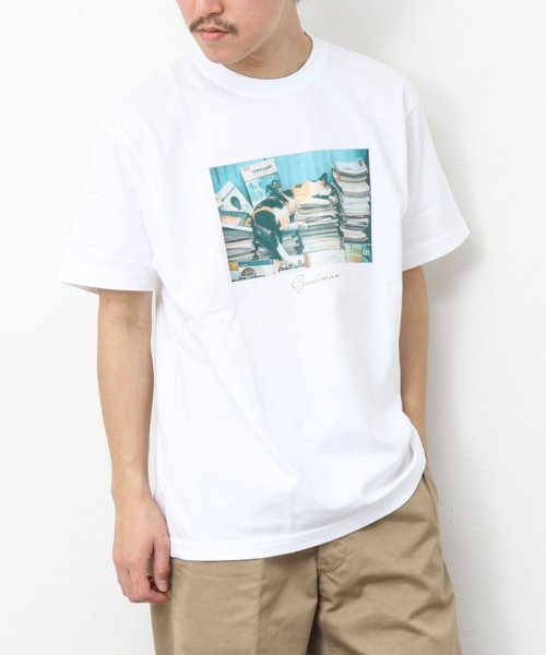 NOLLEY’S goodman(ノーリーズグッドマン)/GOODMAN CAT&DOG photo T－shirts フォトプリントTシャツ/ホワイト