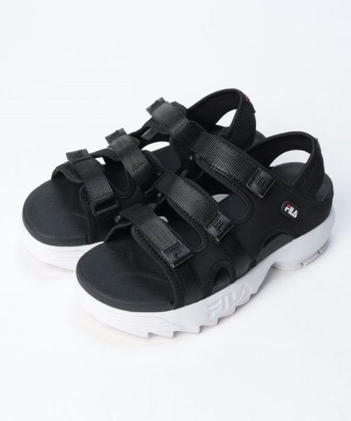 FILA（Shoes）(フィラ（シューズ）)/DISRUPTOR SD PUFFY / ディスラプター SD パフィー  厚底ストラップサンダル  / ブラック/ブラック