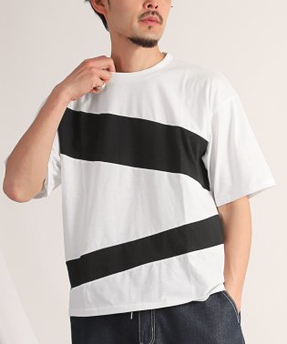 LUXSTYLE/ビッグシルエット切り替え半袖Tシャツ/Tシャツ メンズ 半袖 半袖Tシャツ ビッグシルエット 切替 モノトーン/506049804