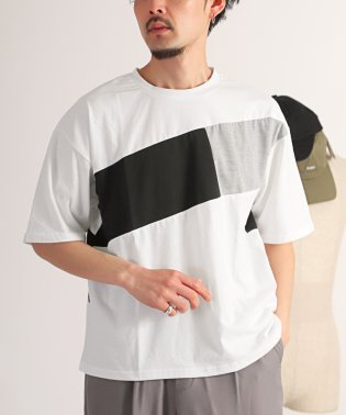 LUXSTYLE/ビッグシルエット切り替え半袖Tシャツ/Tシャツ メンズ ビッグシルエット 半袖 切替 配色/506049805