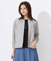 J.PRESS LADIES（LARGE SIZE）(J．プレス　レディス（大きいサイズ）)/【洗える】80/1スパンタイプライター ノーカラー ブルゾン/モカグレー系