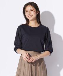 J.PRESS LADIES(J．プレス　レディス)/【WEB限定カラーあり】スムースジャージー 刺繍スリーブ カットソー/ネイビー系