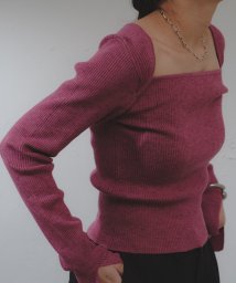 PAL OUTLET(パル　アウトレット)/【Pasterip】Square wide neck knit/ピンク