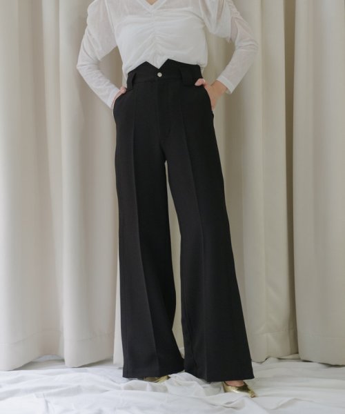 PAL OUTLET(パル　アウトレット)/【Pasterip】Jersey button slit pants/ブラック