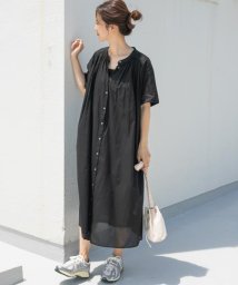 URBAN RESEARCH DOORS(アーバンリサーチドアーズ)/コットンボイルハーフスリーブワンピース/BLACK