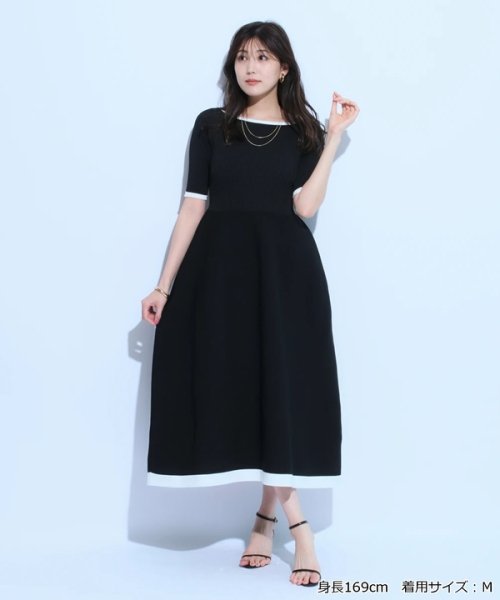 ホールガーメント配色ワンピ 予めご了承ください