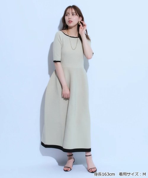 ホールガーメント配色ワンピ 予めご了承ください