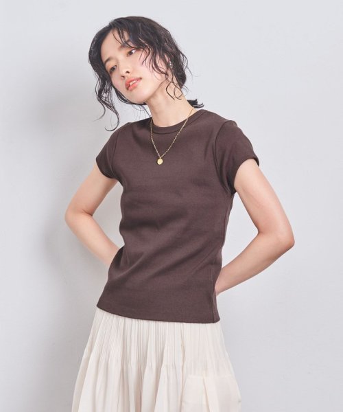 UNITED ARROWS(ユナイテッドアローズ)/コットン フライス フレンチスリーブ Tシャツ /DK.BROWN