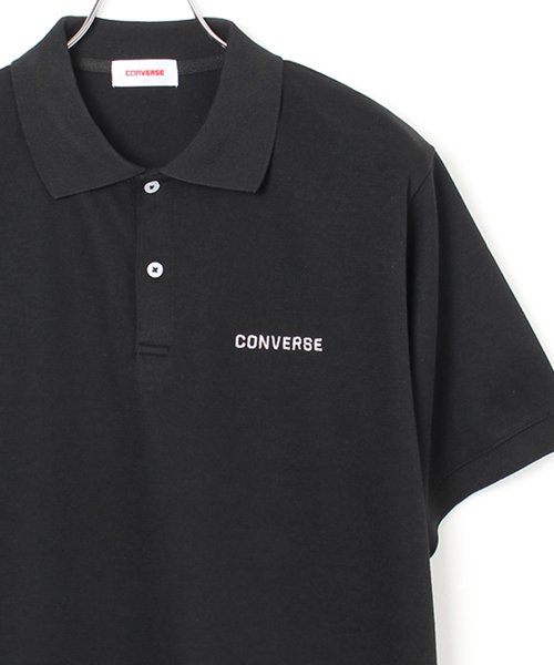 CONVERSE(コンバース)/【CONVERSE/コンバース】鹿の子WFワンポイント刺繍ポロシャツ/ブラック
