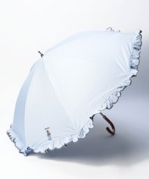 POLO RALPH LAUREN(umbrella)(ポロラルフローレン（傘）)/【WEB限定】日傘 ワンポイントポロベア刺繍×フリル 1級遮光 長傘/サックスブルー