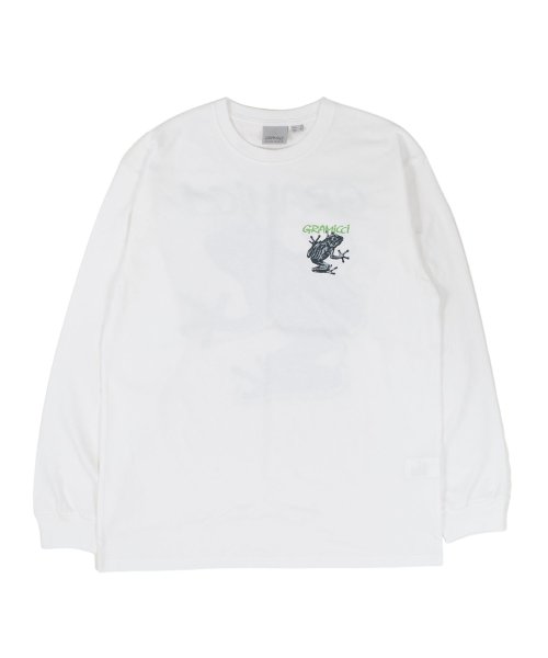 GRAMICCI(グラミチ)/グラミチ GRAMICCI Tシャツ 長袖 ロンT カットソー クライミング ギア メンズ レディース CLIMBING GEAR L/S TEE ホワイト グ/ホワイト