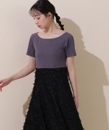 JILL by JILL STUART(ジル バイ ジル スチュアート)/ボートネックカットドッキングワンピース/チャコールグレー1