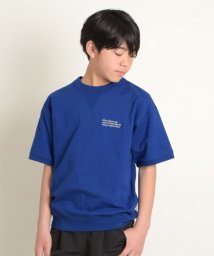 GLAZOS(グラソス)/USAコットン・スウェットライク刺繍半袖Tシャツ/ブルー