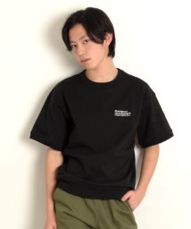 GLAZOS(グラソス)/USAコットン・スウェットライク刺繍半袖Tシャツ/ブラック