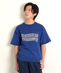 GLAZOS(グラソス)/USAコットン・スウェットライクカレッジロゴプリント半袖Tシャツ/ブルー