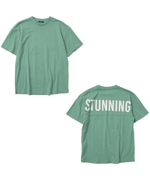 GLAZOS(グラソス)/バックBIGロゴプリント半袖Tシャツ/ライトグリーン