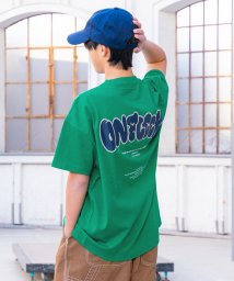 GLAZOS(グラソス)/【STREET】バックグラフィック発泡プリントビッグ半袖Tシャツ/グリーン