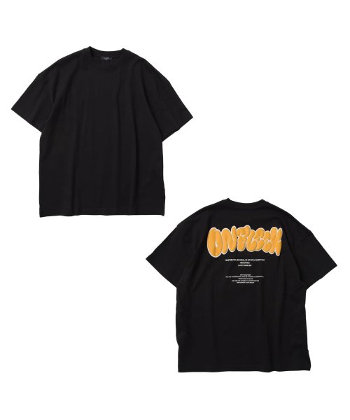GLAZOS(グラソス)/【STREET】バックグラフィック発泡プリントビッグ半袖Tシャツ/ブラック
