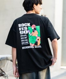 Rocky Monroe(ロッキーモンロー)/プリントTシャツ 半袖 バックプリント メンズ レディース カットソー クルーネック グラフィック オーバーサイズ ビッグシルエット シンプル キレイめ カジュ/ブラック