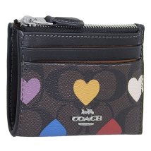 COACH/COACH コーチ MINI SKINNY ID ミニスキニー シグネチャー パス カード ケース コインケース 小銭入れ  ハートプリント/506053008