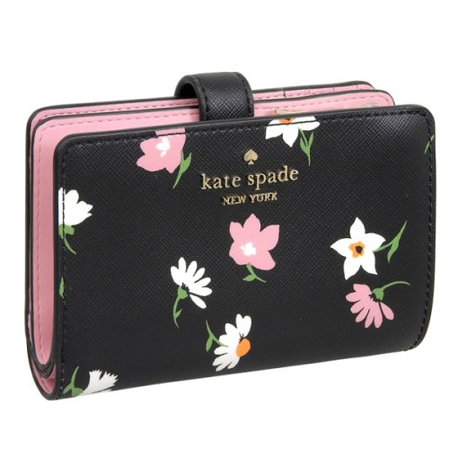 kate spade new york(ケイトスペードニューヨーク)/KATE SPADE ケイトスペード MADISON MEDIUM FLORAL WALTZ COMPACT BIFOLD WALLET マディソン フローラル/ブラック