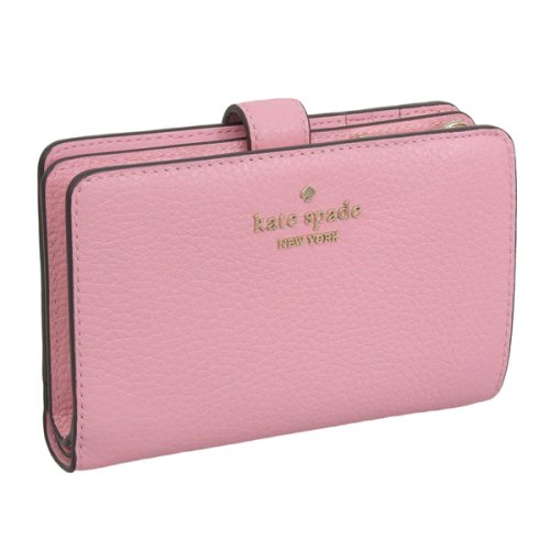 kate spade new york(ケイトスペードニューヨーク)/KATE SPADE ケイト LEIRA MEDIUM COMPACT BIFOLD WALLET レイラ ミディアム コンパクト 二つ折り 財布 レザー Mサ/ピンク