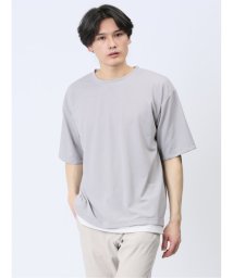 m.f.editorial(エムエフエディトリアル)/梨地 レイヤード風 クルーネック半袖Tシャツ メンズ Tシャツ カットソー カジュアル インナー トップス ギフト プレゼント/ライトグレー