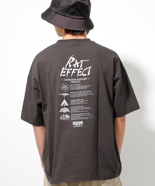 RAT EFFECT(ラット エフェクト)/RAT OUTDOOR BIGTシャツ/チャコールグレー