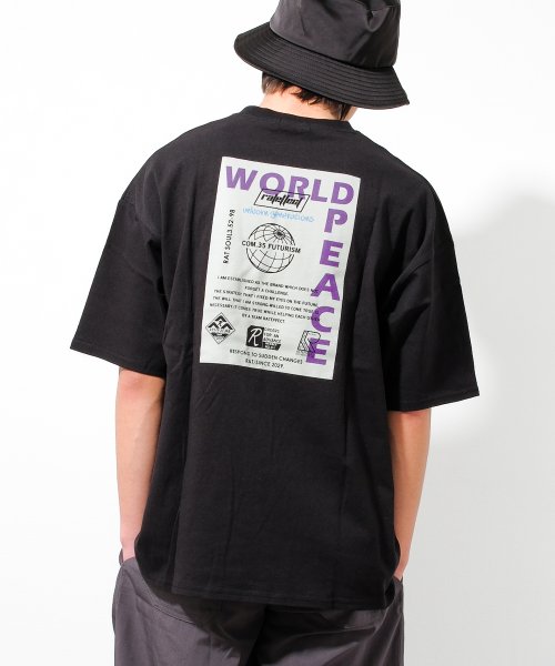RAT EFFECT(ラット エフェクト)/PEACEポケBIG Tシャツ/ブラック