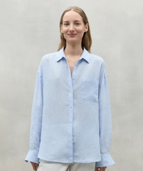 ECOALF WOMEN(ECOALF WOMEN)/DARIA ストライプリネン シャツ /  DARIA STRIPED SHIRT WOMAN/サックスブルー