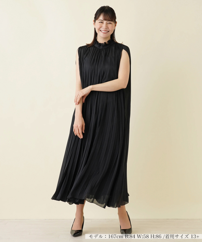店舗人気】フリルカラーロングワンピース【NEW FORMAL