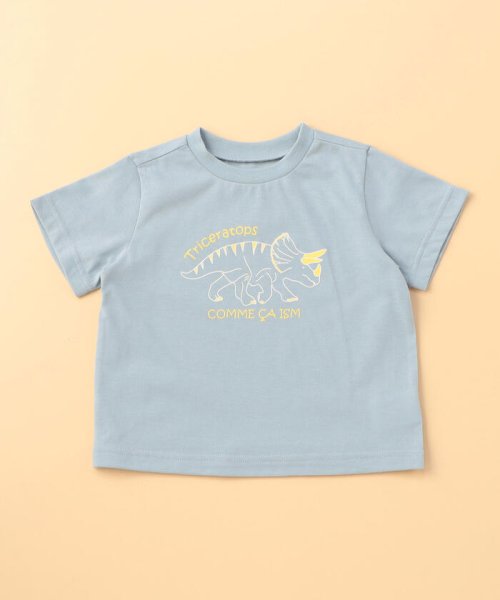 COMME CA ISM KIDS(コムサイズム（キッズ）)/恐竜プリントＴシャツ(ベビーサイズ)/サックス