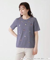 Leilian/フルーツ刺繍ボーダーTシャツ/506007502