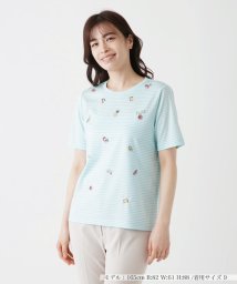 Leilian/フルーツ刺繍ボーダーTシャツ/506007502